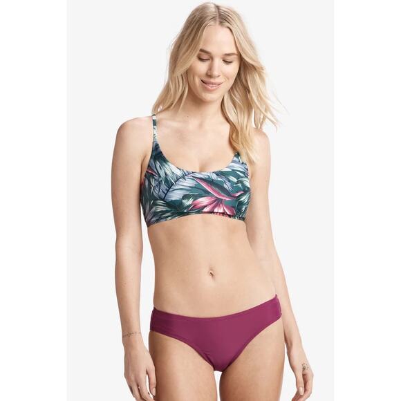 Lolë Tanami Bikini Top in Fiji Island Rainforest Size XL‎ Blue Green Pink Floral - Picture 1 of 14